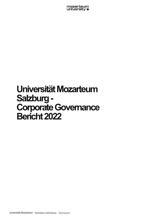 Bundeskodex Bericht 2022 Universität Mozarteum Salzburg