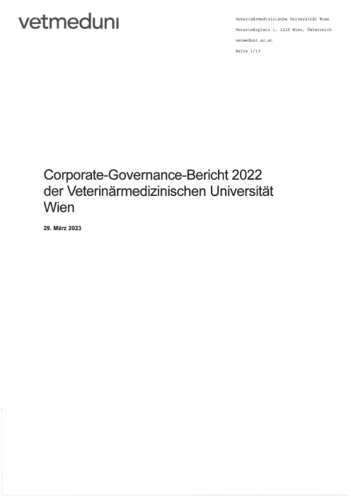 Bundeskodex Bericht 2022 Veterinärmedizinische Universität Wien