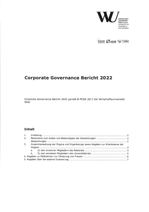 Bundeskodex Bericht 2022 Wirtschaftsuniversität Wien