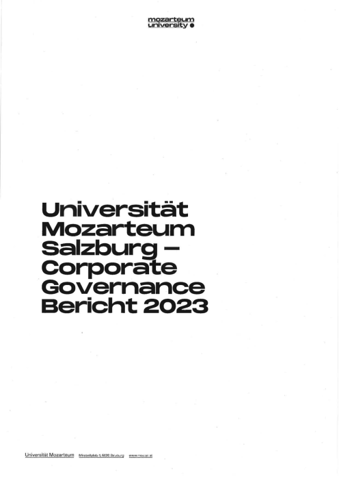 Bundeskodex Bericht 2023 Universität Mozarteum Salzburg