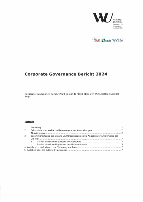 Bundeskodex Bericht 2024 Wirtschaftsuniversität Wien