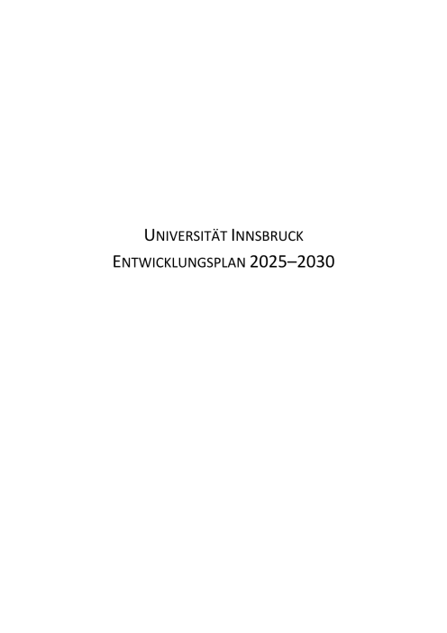 Entwicklungsplan Universität Innsbruck 2025 2030