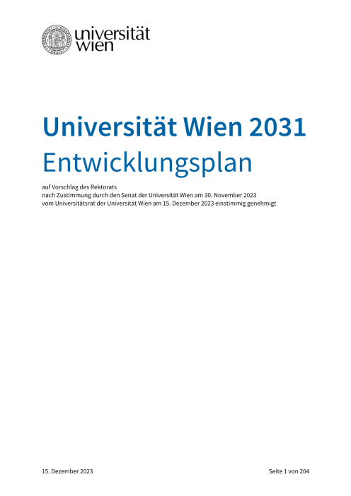 Entwicklungsplan Universität Wien 2031
