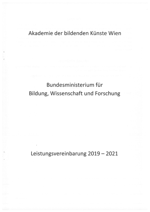 Leistungsvereinbarung 2019 2021 Akademie der bildenden Künste Wien