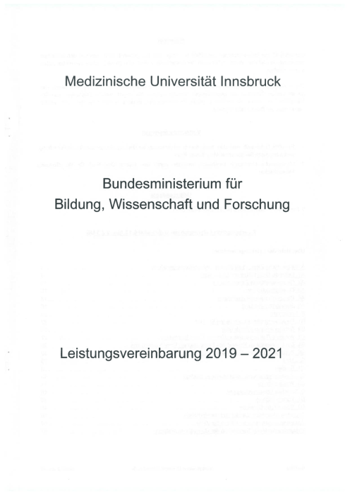 Leistungsvereinbarung 2019 2021 Medizinische Universität Innsbruck