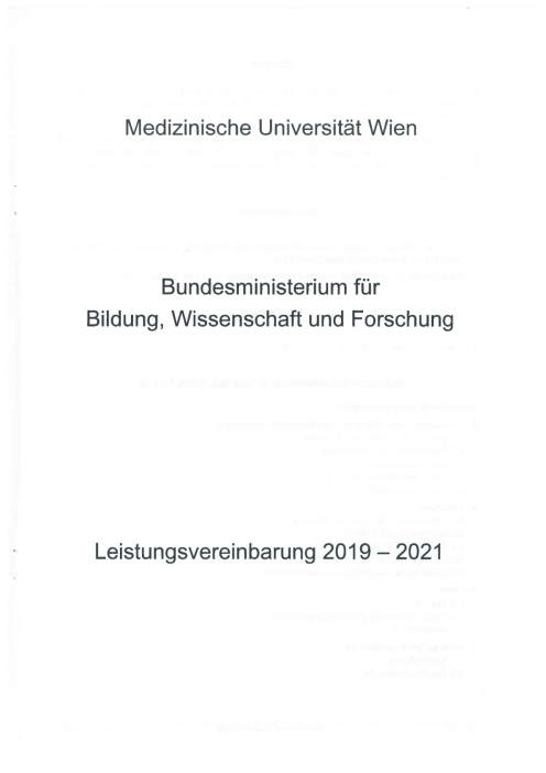 Leistungsvereinbarung 2019 2021 Medizinische Universität Wien