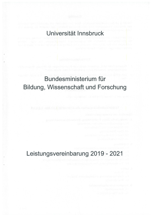 Leistungsvereinbarung 2019 2021 Universität Innsbruck