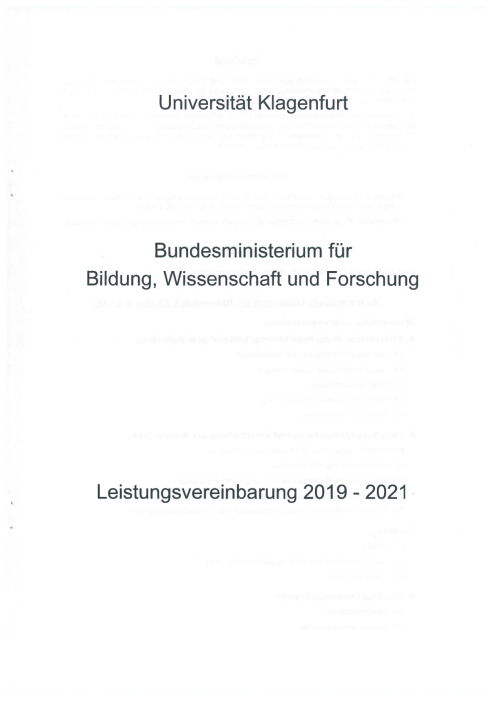 Leistungsvereinbarung 2019 2021 Universität Klagenfurt