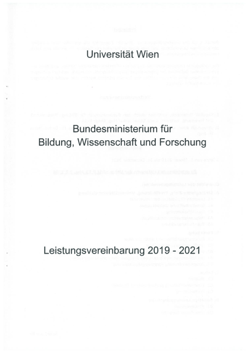 Leistungsvereinbarung 2019 2021 Universität Wien