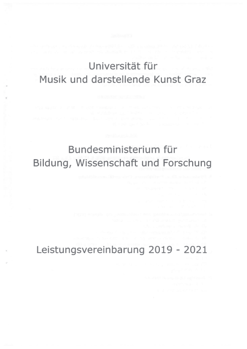Leistungsvereinbarung 2019 2021 Universität für Musik und darstellende Kunst Graz