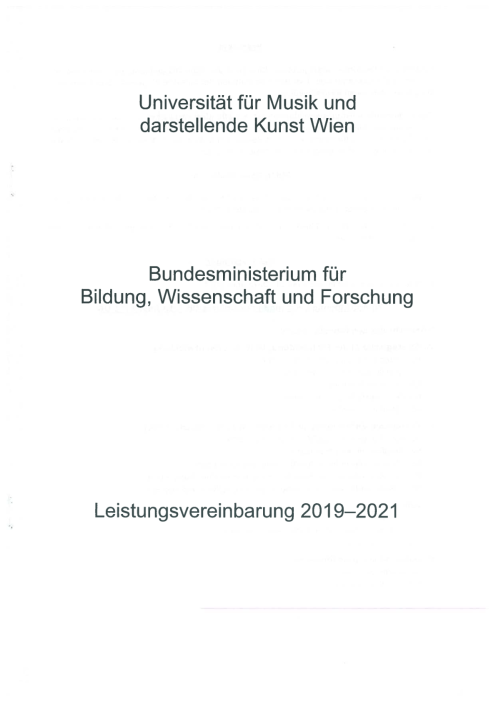 Leistungsvereinbarung 2019 2021 Universität für Musik und darstellende Kunst Wien