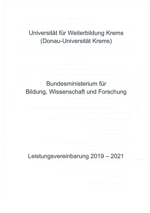 Leistungsvereinbarung 2019 2021 Universität für Weiterbildung Krems