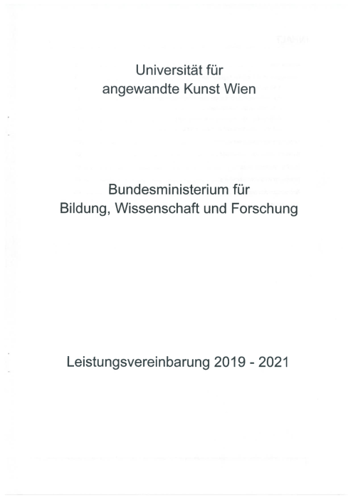 Leistungsvereinbarung 2019 2021 Universität für angewandte Kunst Wien
