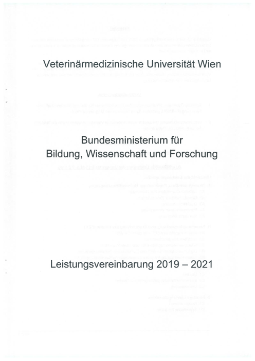 Leistungsvereinbarung 2019 2021 Veterinärmedizinische Universität Wien