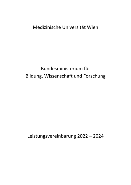 Leistungsvereinbarung 2022 2024 Medizinische Universität Wien