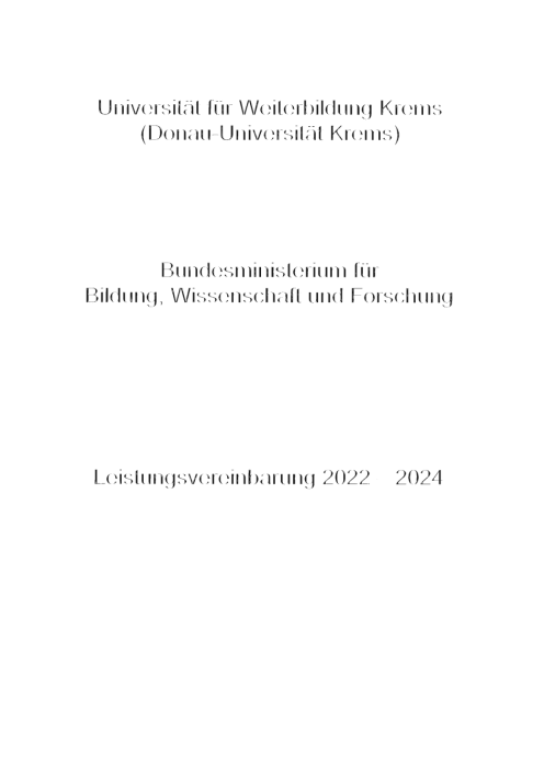 Leistungsvereinbarung 2022 2024 Universität für Weiterbildung Krems