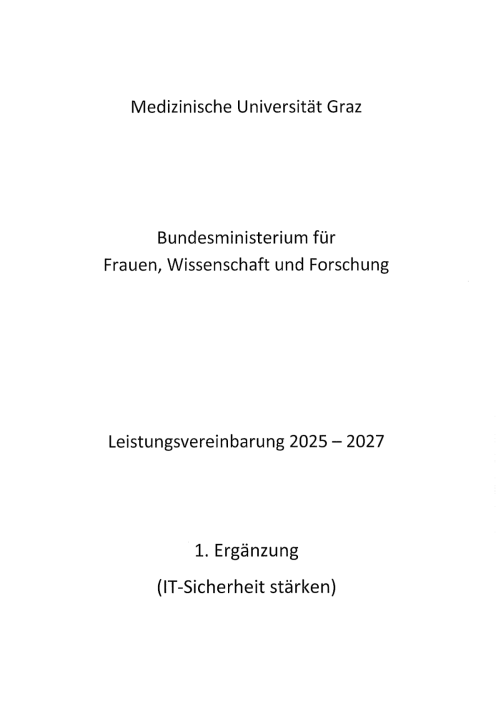 Leistungsvereinbarung 2025 2027 Medizinische Universität Graz 1 Ergänzung