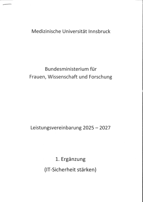 Leistungsvereinbarung 2025 2027 Medizinische Universität Innsbruck 1 Ergänzung