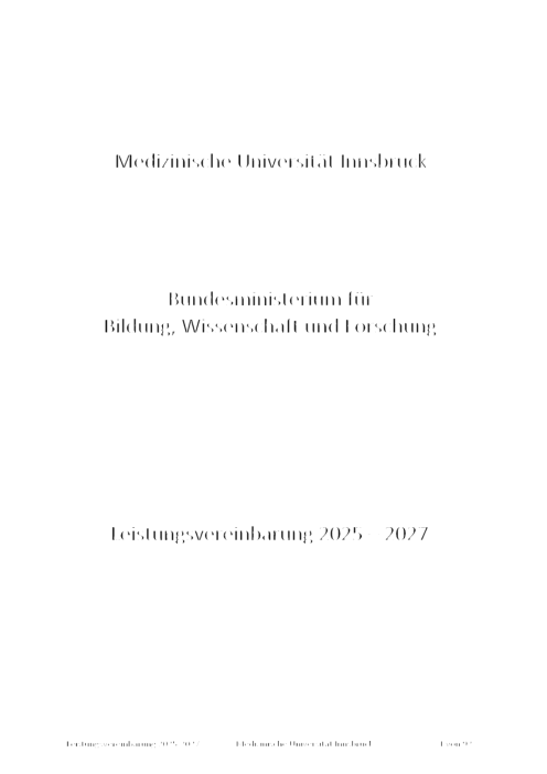 Leistungsvereinbarung 2025 2027 Medizinische Universität Innsbruck