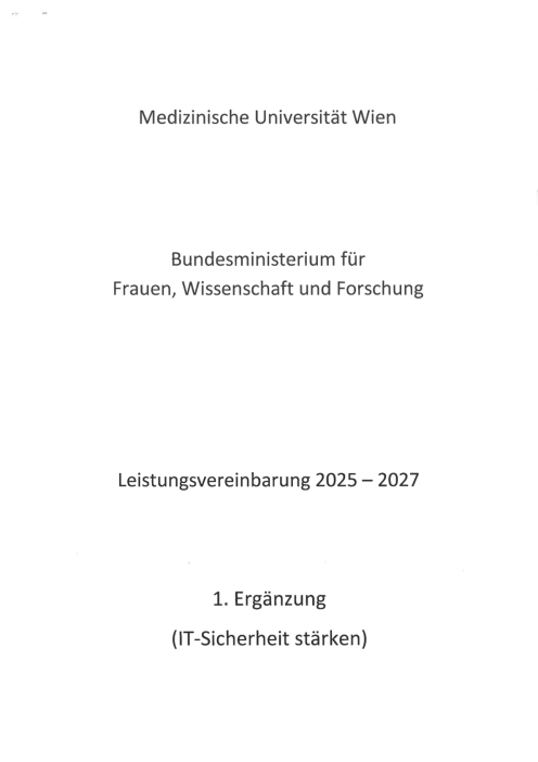 Leistungsvereinbarung 2025 2027 Medizinische Universität Wien 1 Ergänzung