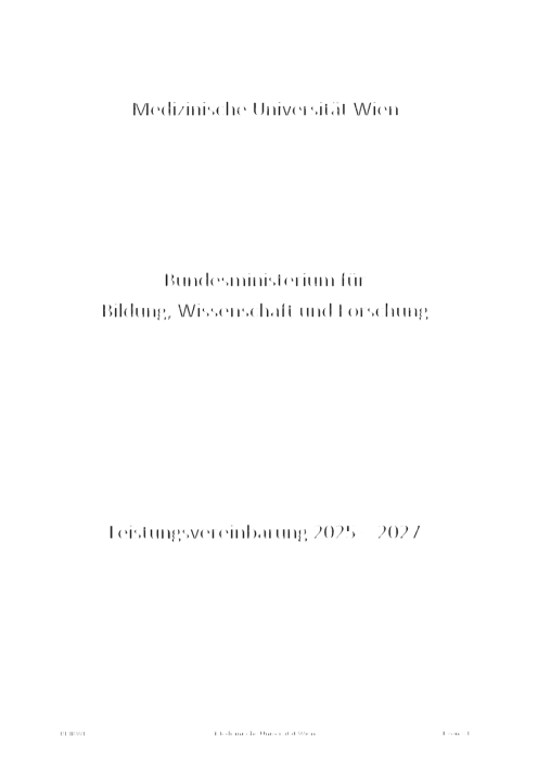 Leistungsvereinbarung 2025 2027 Medizinische Universität Wien