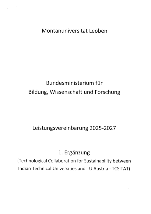 Leistungsvereinbarung 2025 2027 Montanuniversität Leoben 1 Ergänzung