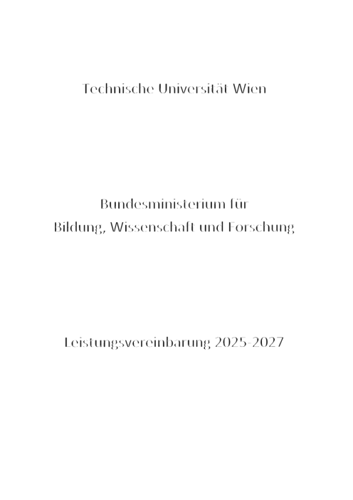 Leistungsvereinbarung 2025 2027 Technische Universität Wien