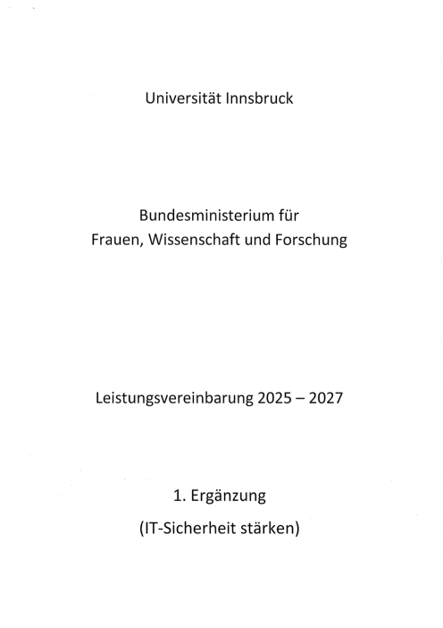 Leistungsvereinbarung 2025 2027 Universität Innsbruck 1 Ergänzung