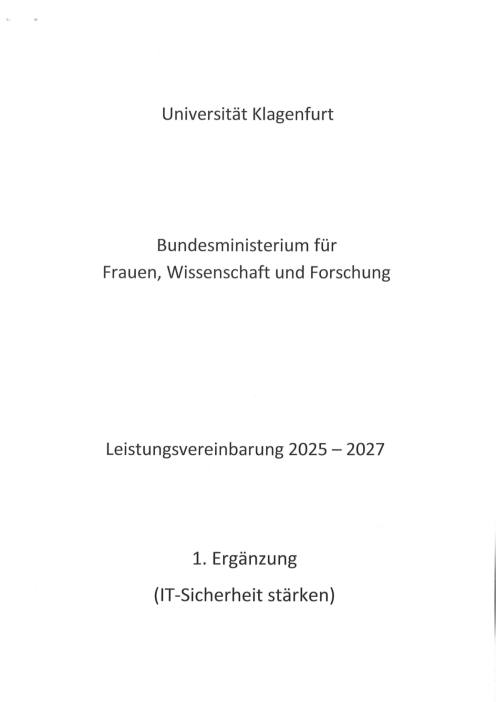 Leistungsvereinbarung 2025 2027 Universität Klagenfurt 1 Ergänzung