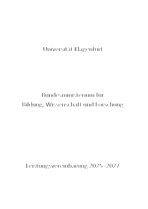 Leistungsvereinbarung 2025 2027 Universität Klagenfurt