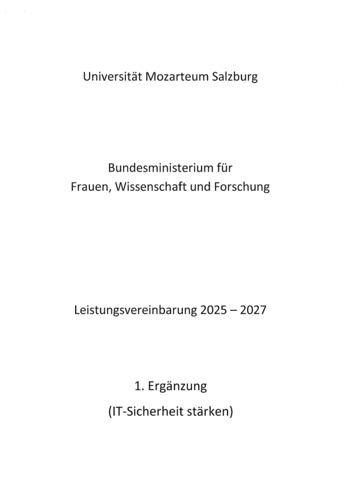 Leistungsvereinbarung 2025 2027 Universität Mozarteum Salzburg 1 Ergänzung