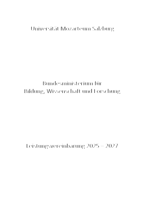 Leistungsvereinbarung 2025 2027 Universität Mozarteum Salzburg