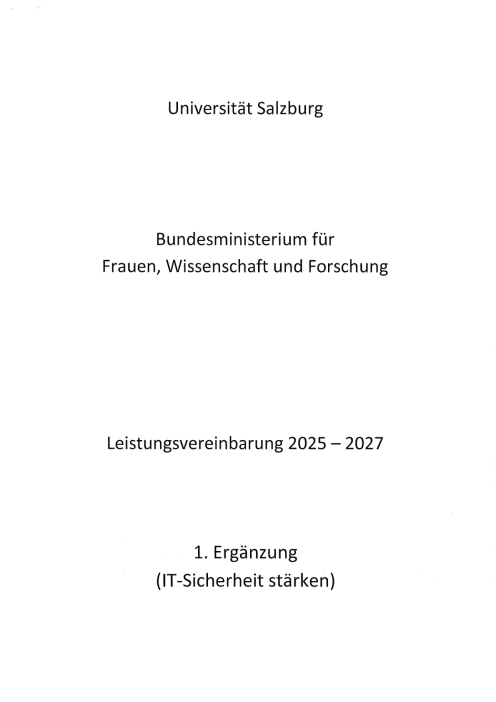 Leistungsvereinbarung 2025 2027 Universität Salzburg 1 Ergänzung
