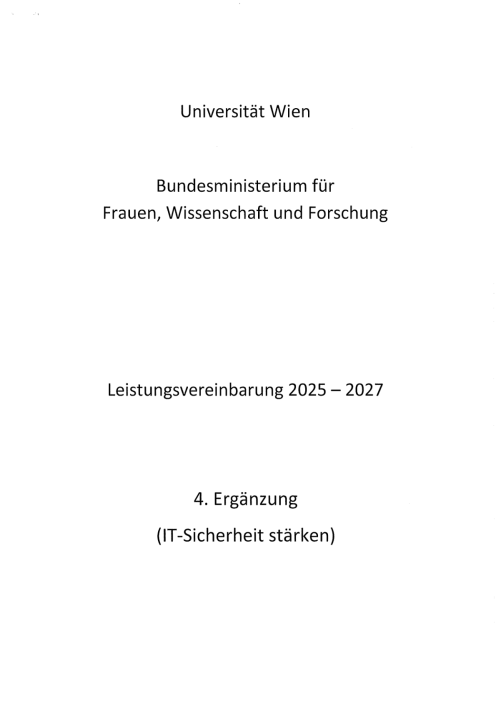 Leistungsvereinbarung 2025 2027 Universität Wien 4 Ergänzung
