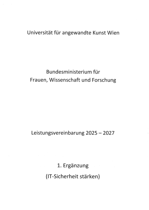 Leistungsvereinbarung 2025 2027 Universität für Angewandte Kunst Wien 1 Ergänzung