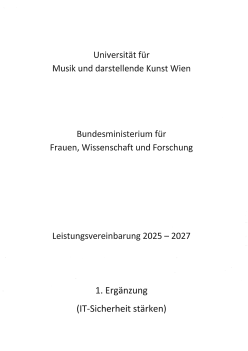 Leistungsvereinbarung 2025 2027 Universität für Musik und darstellende Kunst Wien 1 Ergänzung