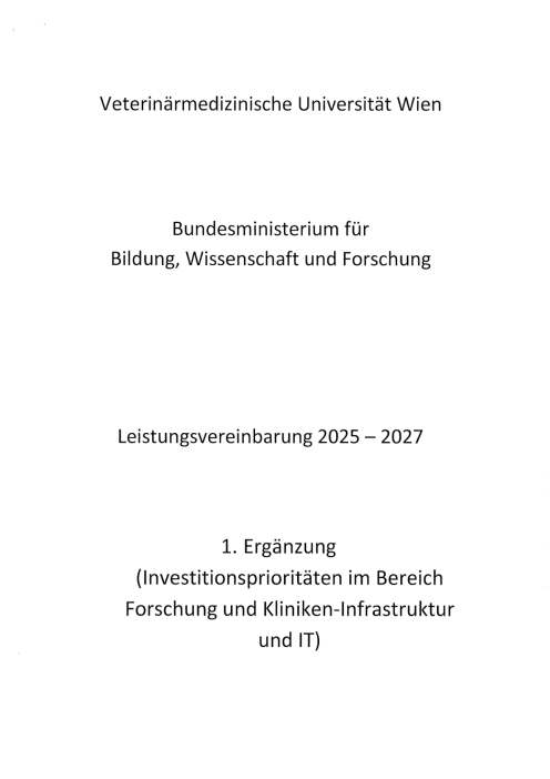 Leistungsvereinbarung 2025 2027 Veterinärmedizinische Universität Wien 1 Ergänzung