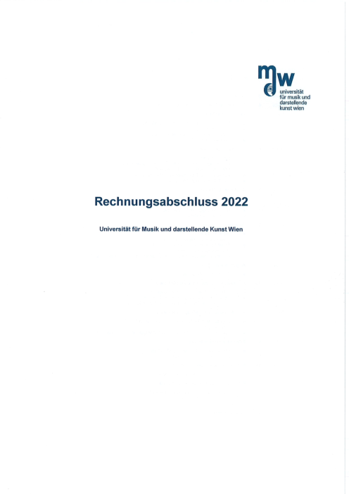 Rechnungsabschluss 2022 Universität für Musik und darstellende Kunst Wien
