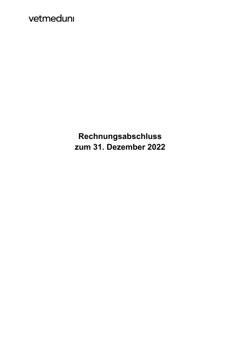Rechnungsabschluss 2022 Veterinärmedizinische Universität Wien