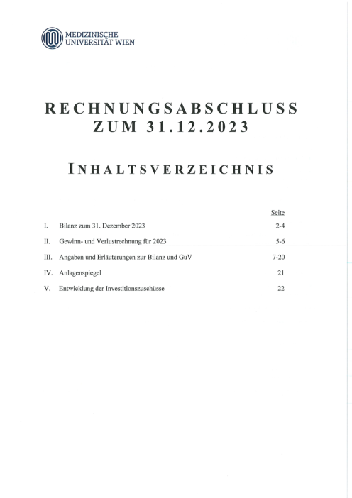 Rechnungsabschluss 2023 Medizinische Universität Wien