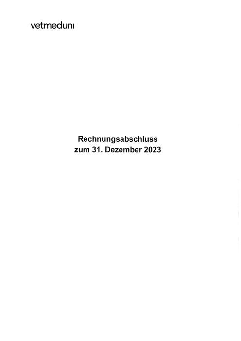 Rechnungsabschluss 2023 Veterinärmedizinische Universität Wien