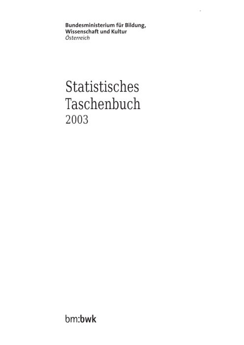 Statistisches Taschenbuch 2003
