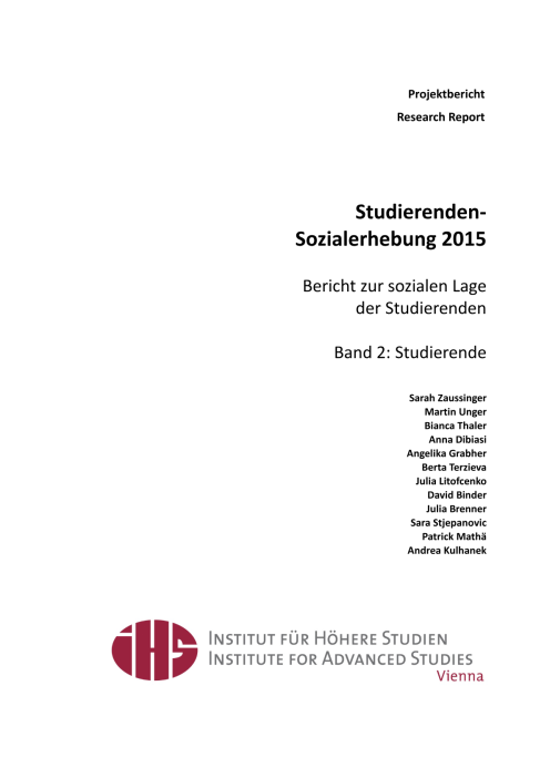 Studierenden Sozialerhebung 2015 Band 2 Studierende