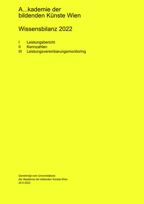 Wissensbilanz 2022 Akademie der bildenden Künste Wien