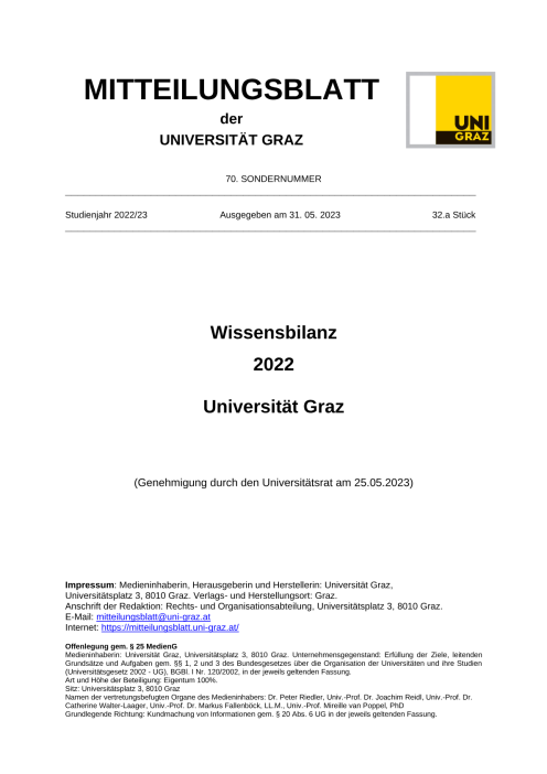 Wissensbilanz 2022 Universität Graz