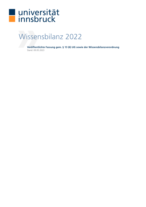 Wissensbilanz 2022 Universität Innsbruck
