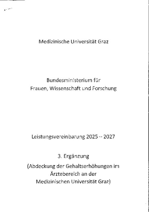Leistungsvereinbarung 2025 2027 Medizinische Universität Graz 2 Ergänzung