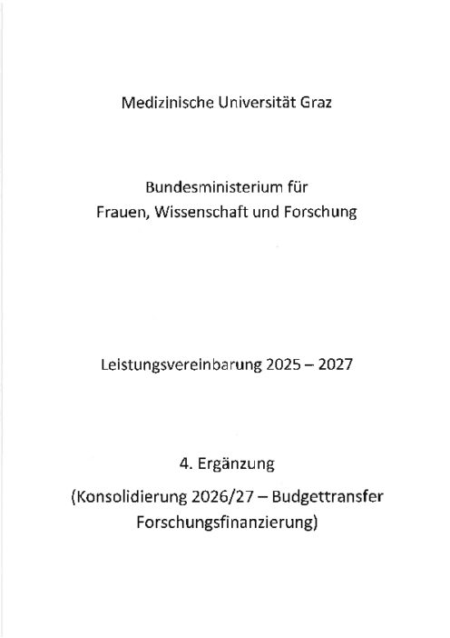 Leistungsvereinbarung 2025 2027 Medizinische Universität Graz 4 Ergänzung