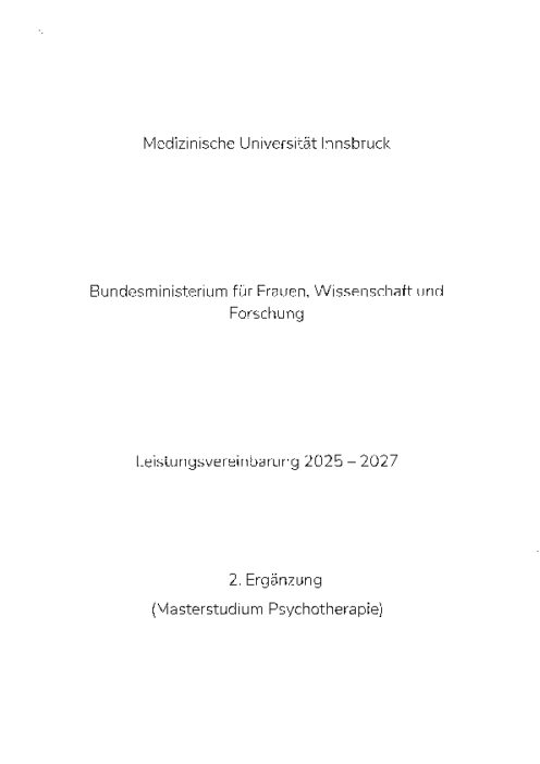 Leistungsvereinbarung 2025 2027 Medizinische Universität Innsbruck 2 Ergänzung