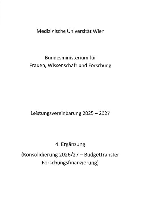 Leistungsvereinbarung 2025 2027 Medizinische Universität Wien 4 Ergänzung